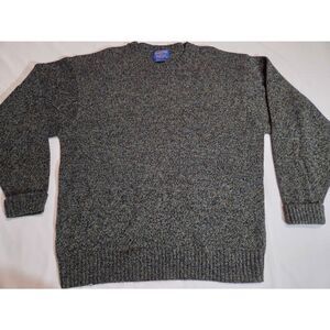PENDLETON SHETLAND WOOL CREWNECK PULLOVER KNIT SWEATER GREEN BROWN MENS SIZE XL
